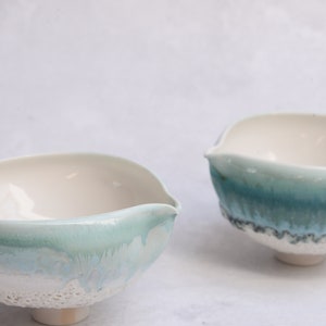 Reef Turquoise porcelain ceremonial pouring bowl cacao matcha, minimal nordic natural, handmade wheel thrown organic image 2