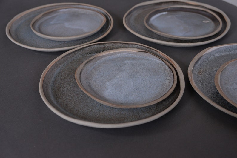 Handmade handcrafted anthracite stoneware plate GREY on GREY dinner plateserving plattercake plate grey speckled natural nordic rustic