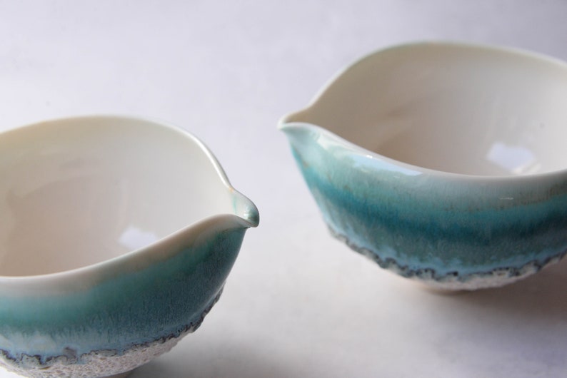 Reef Turquoise porcelain ceremonial pouring bowl cacao matcha, minimal nordic natural, handmade wheel thrown organic image 4