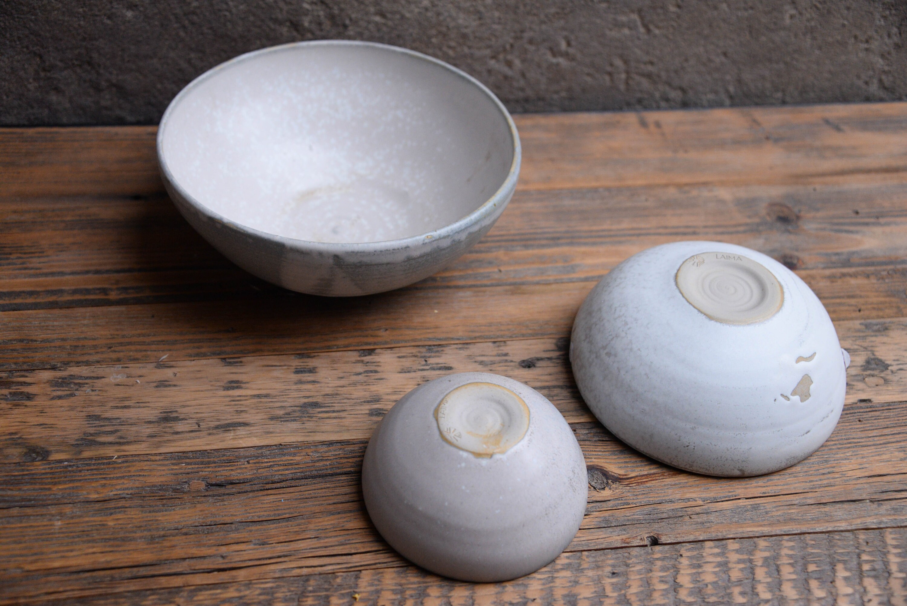 Set of 3 Nesting Bowls Reduction Fired Stoneware WHITE - Etsy