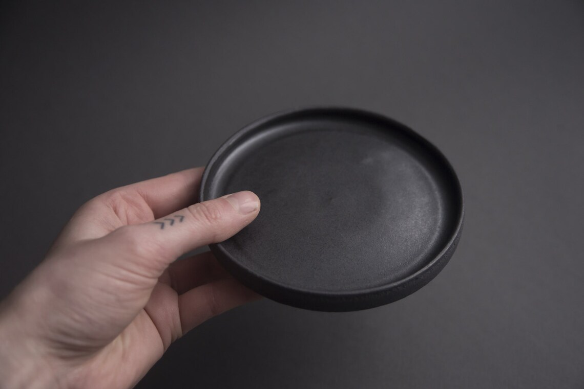 Black Matte Stoneware Saucer/small Plate/little Dish Handmade | Etsy
