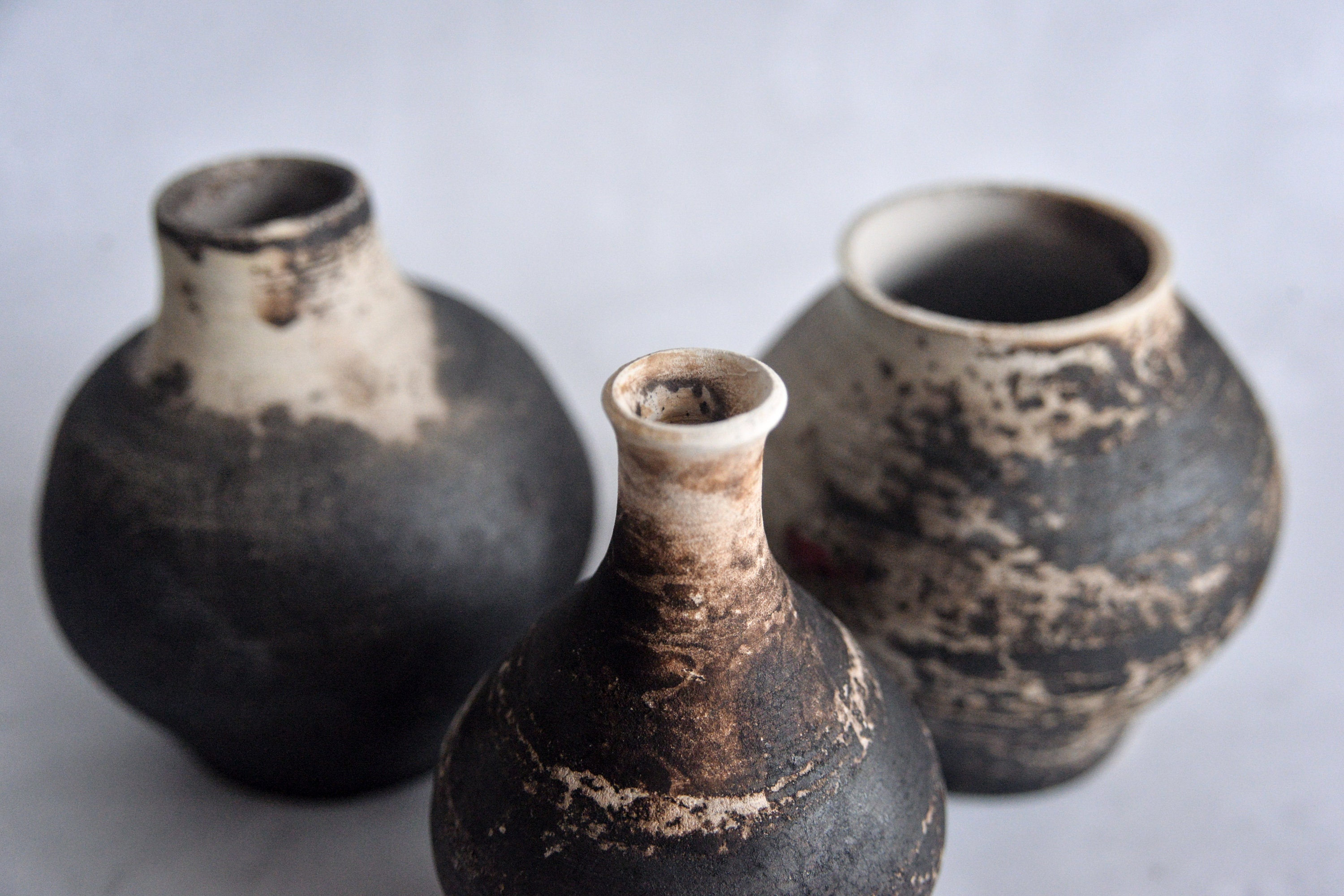 Obvara Baltic RAKU Jarrón de cogollos de gres único hecho a | Etsy México