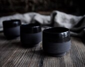 black OR beige SINGLE tea or coffee espresso cup, matte minimal, nordic rustic, Handmade handcrafted wheel thrown stoneware ceramics pottery