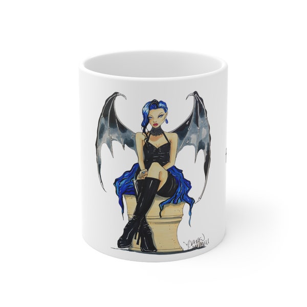 Sometimes you gotta get your fucking halo dirty - Badass Gothic Angel  - Ceramic Mug 11oz