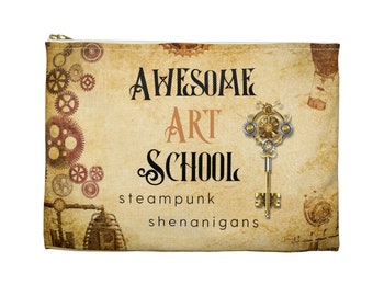 Unlock your Creativity with Steampunk Shenanigans Zippered Art Supply Pouch
