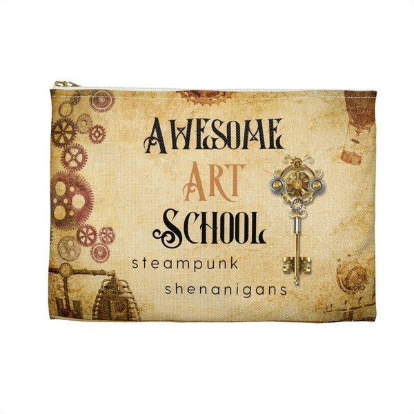 Unlock your Creativity with Steampunk Shenanigans Zippered Art Supply Pouch