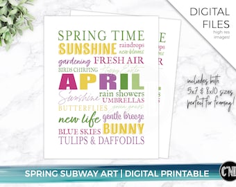 Spring Subway Art Print | April Wall Decor (Digital Download)