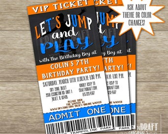 Trampoline Park Birthday Ticket Invitation | Gymnastics Party (Digital)