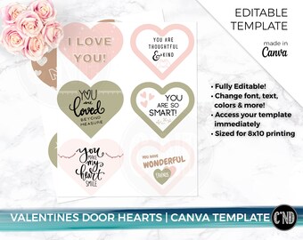 Valentine's Day Door Hearts | Customizable Canva Template (Printable File)