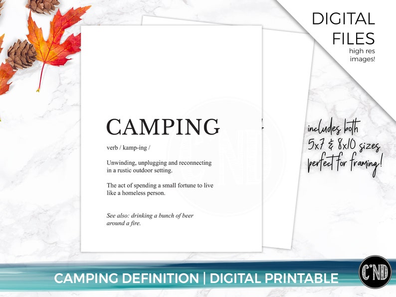 Camping Definition Printable Funny Camping Definition Home Decor