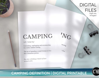 Funny Camping Definition Art Print | Home Decor (Digital Download)