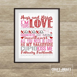 Valentine&#39;s Day Subway Art | Valentines Digital Print | Valentine Subway Art, Valentine Typography Art | Holiday Subway Wall Art | Gift |