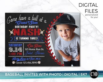 Baseball Invitation | Baseball Invite with Photo | Baseball Invitation | 1st Birthday Baseball Invite | Baseball Party Invite | Digital