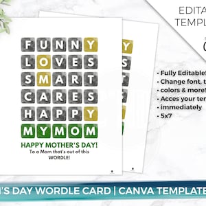 Mother&#39;s Day Wordle Card Template | Out of this Wordle | Card for Her | Mom Card | Wordle Template | Wordle Canva Card | Personalized