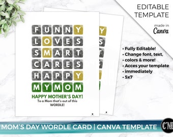 Mother's Day Wordle Card Template | Faux Watercolor (Canva Template)
