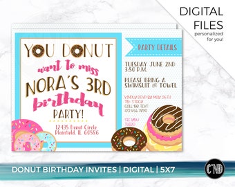 Donut Birthday Invitation | First Birthday Party (Digital Invite)
