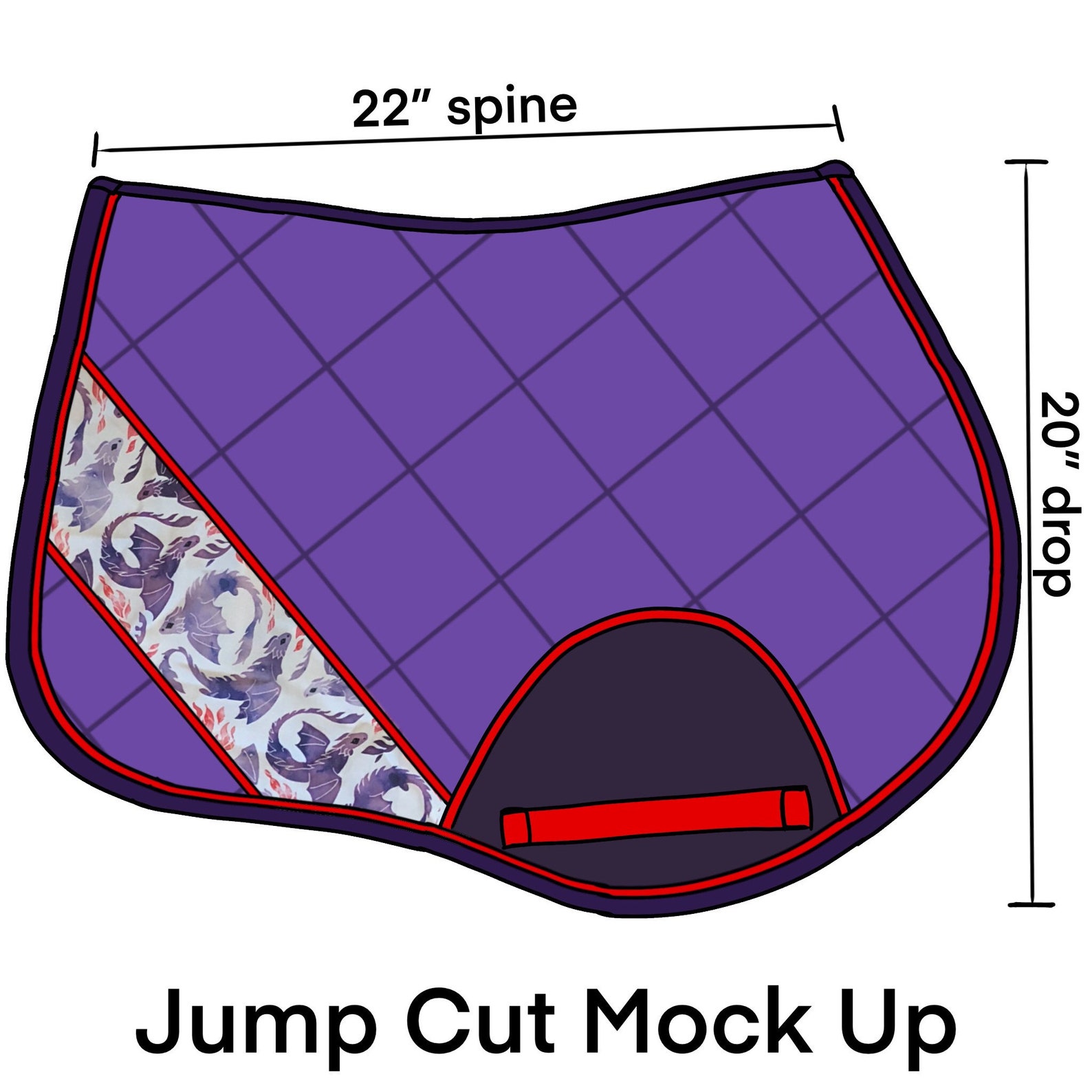 Made to Order Purple Cute Dragons Jump Cut English Saddle Pad Etsy