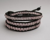Pink Rose Quartz Triple Wrap with Heart Button