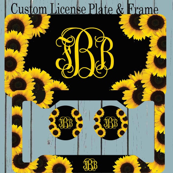 License Plate Frame Car Coaster Set of 2 Sunflower License Plate License Plate