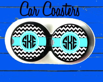 Monogrammed Car Coaster,Black Chevron, Cup Holder Coasters,Monogrammed car coaster,Personalized Coaster, Gift, Party Gift