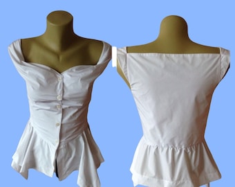 Corset top, Steampunk corset, White corset, Taffeta bodice, Sexy bodice