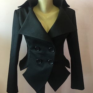 Women&#39;s Black Jacket, Fitted Blazer, Black Tailored Blazer,Steampunk Black Jacket,Goth Blazer,Black party Jacket