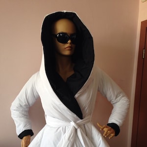 Women's Winter Down Hooded Coat/ Wraped Puffer Two Faces Coat