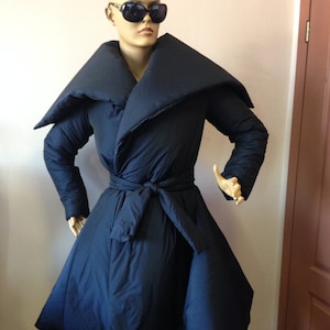Women&#39;s Winter Hoodie Down Coat/ Wraped Puffer Asymmetrical Coat,Winter down jacket