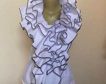White Ruffled Cotton Pirate blouse