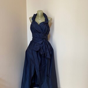 Taffeta prom dress, Taffeta cocktail assymetrical dress in Vivienne Westwood style, Bridesmaid Cocktail Prom Dress Blue Taffeta