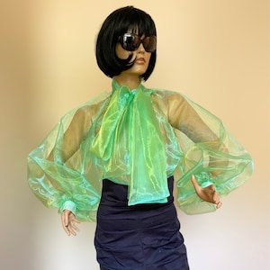 Green sheer blouse shop