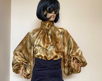 gold satin blouse womens