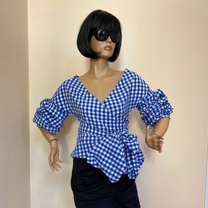 Wrapped gingham cotton summer top