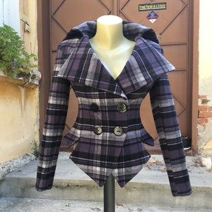 Wool Tartan Tailored Jacket Tweed Checked Blazer Womens - Etsy