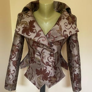 Brocade Jacquard Blazer – Baroque Floral Women’s Jacket, Statement Evening Blazer, Couture Inspired