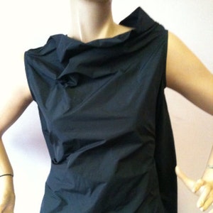 Black minimalist summer top/Assymetrical top/Taffeta top/Loose top