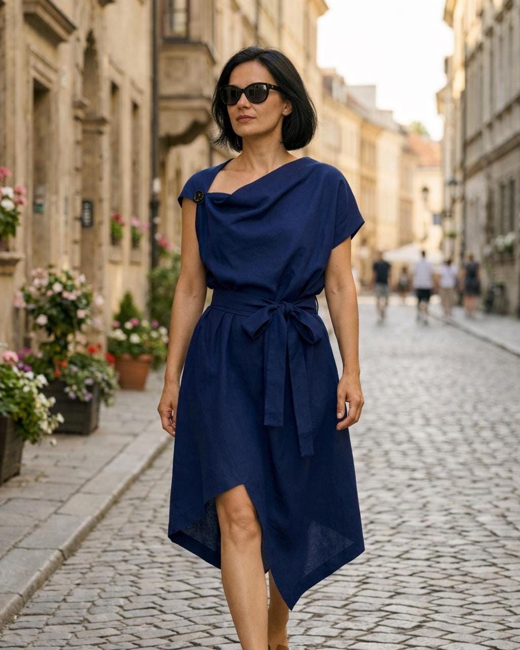 navy blue dress for baby girl Blue Breeze Asymmetrical Kaftan Dress main image 0