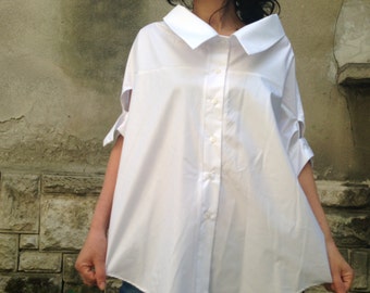 Blouse Lagenlook minimaliste/assymétrique noire/ Top extravagant femme