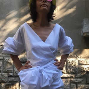 Black Minimalist/Assymetrical Lagenlook Blouse/ Womens Extravagant Top
