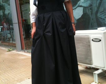 High Waist Cotton Maxi Skirt - Full Length Skirt