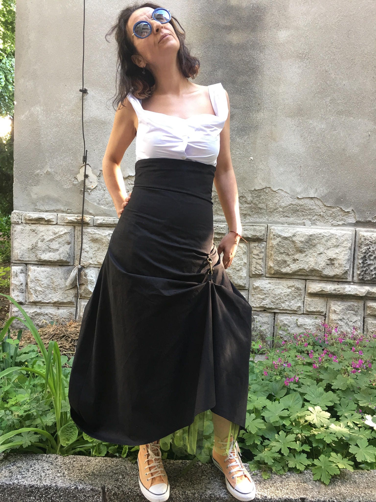 Steampunk Cotton Skirt Goth Skirt Gothic ClothingBlack High | Etsy