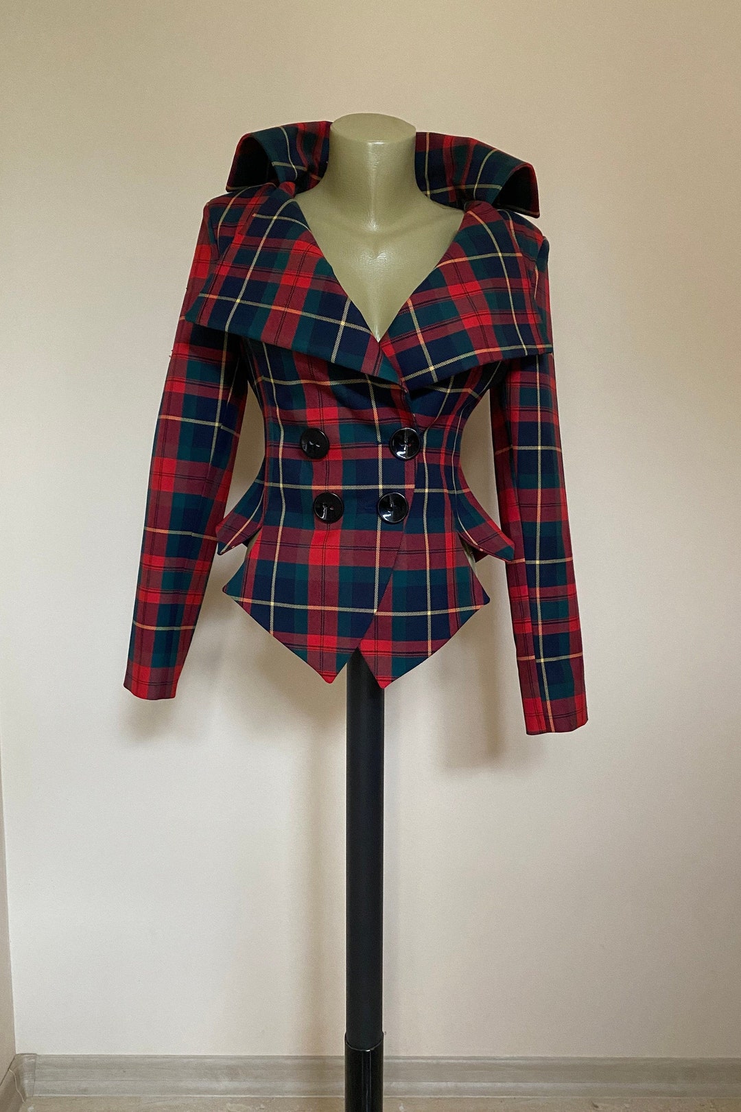 Plaid Jacket Blazer Tartan Jacket Blazer Steampunk Gothic - Etsy