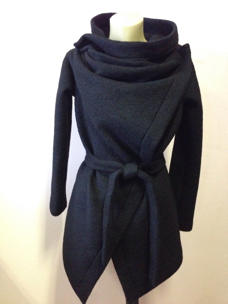 Black Square Blanket Wrap Coat Cardigan/ Cowl Neck - Etsy