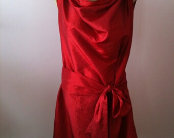 Minimalist Red Taffeta Dress, Party Dress, Cocktail Taffeta Dress