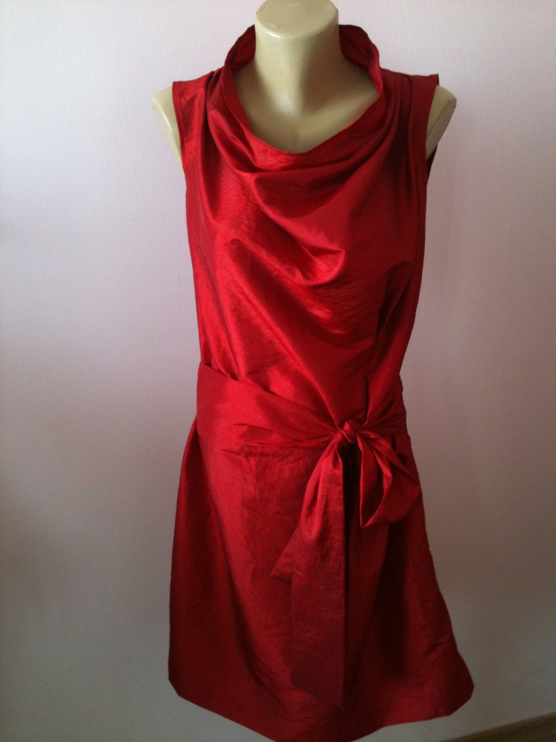 open lace back dress 21SIX Sana Royal Taffeta Dress in Red main image 1