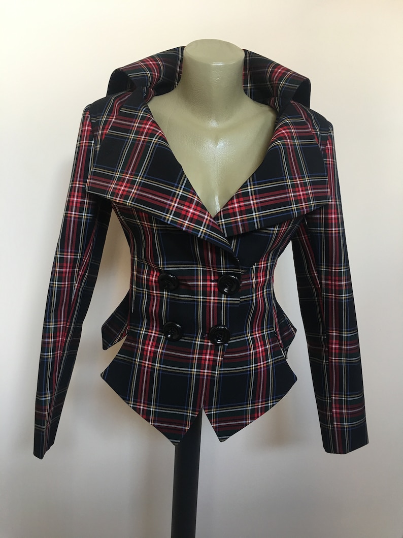 Tartan Checked Black Stewart Tailored Jacket Vintage Style | Etsy