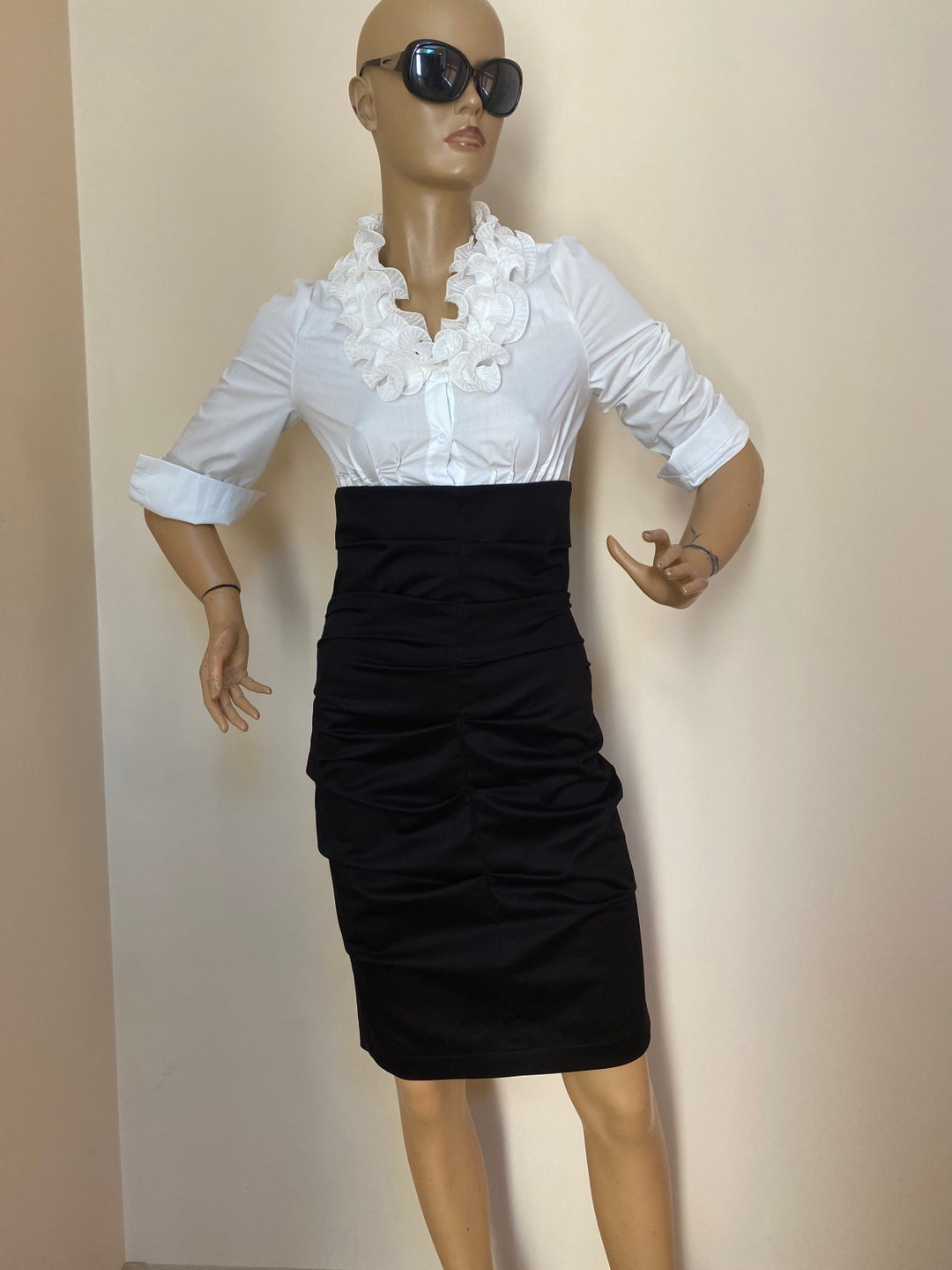 Black High Waist Pencil Skirt/under Knee Tight Skirt/office Black Skirt -   Israel