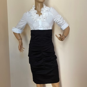 Black High Waist Pencil Skirt/Under Knee Tight Skirt/Office black skirt