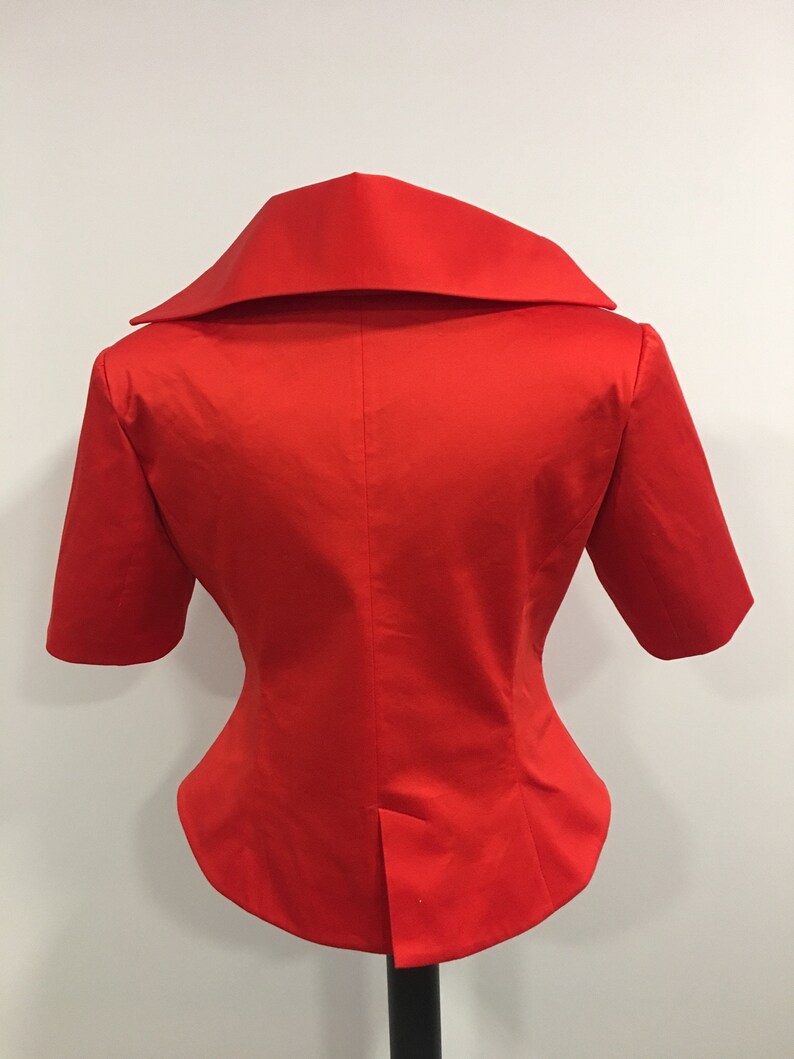 Women's Red White Jacket Fitted Short Sleeve Blazer - Etsy