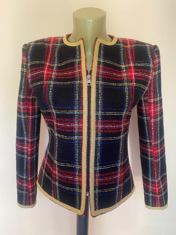 Veste Tweed Caldene Gris/Rouge - Taille UK 42 (16-18) - Équitation & City, Bon état